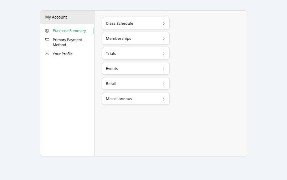 Member app “My account” (Web app version)